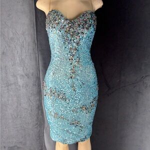 Elegant Strapless Blue Dress by Mandalay